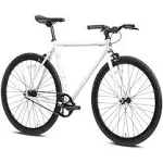 AVASTA Single-Speed Fixed Gear Urban Commuter Bike for Women and Men, Lightweight Unisex Fixie Bike, Flat Handlebar Flip Flop Hub City Road Bicycle, 50 White