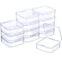 12 Pack Clear Plastic Beads Storage Containers Box with Hinged Lid for Beads and