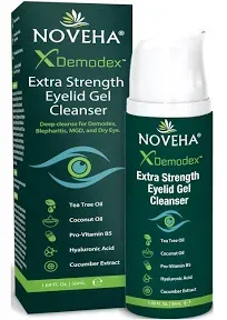 NOVEHA Demodex Extra Strength Eyelid Gel Cleanser - for Demodex MGD and Dry E...