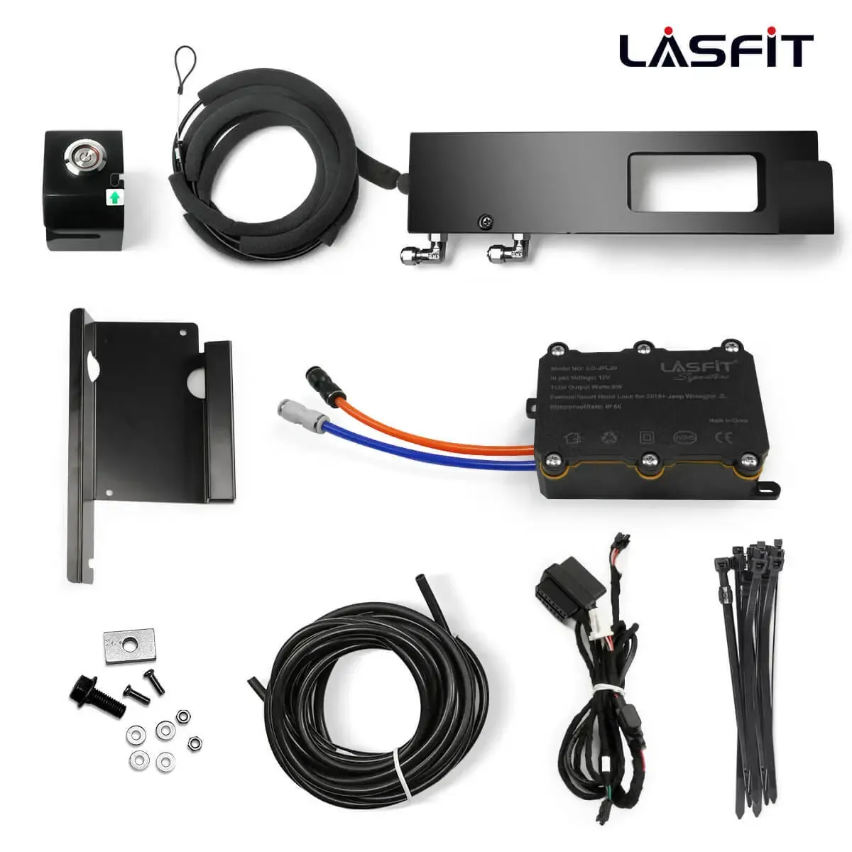 Lasfit Stealth Hood Lock for Wrangler JL/JLU Gladiator JT 2018-2023 Anti Theft Remote Control Hood Latch Locking Automatic