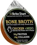 Brite Start Bone Broth - Chicken + Miso - 12 Count - Keto Friendly Concentrate Packed with 16g Collagen, 20g Paleo Protein - Made from Organic Free RA