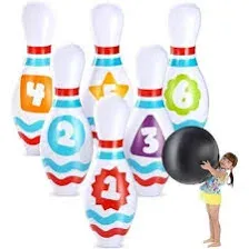 SYNCFUN Giant Inflatable Bowling Set for Kids and Adults, Christmas Birthday Party Games, Kids Education Motor Skills Toys