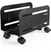 VIVO Black Computer Desktop ATX Case CPU Rolling Stand Adjustable Cart Holder