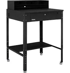 Global Industrial 319355BK Flat Surfaced Shop Desk w/ Pigeonhole Riser, 34-1/2"W x 30"D, Black