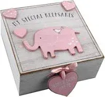 Oaktree Gifts Baby Girl Wooden Memories Keepsake Box Vintage Style