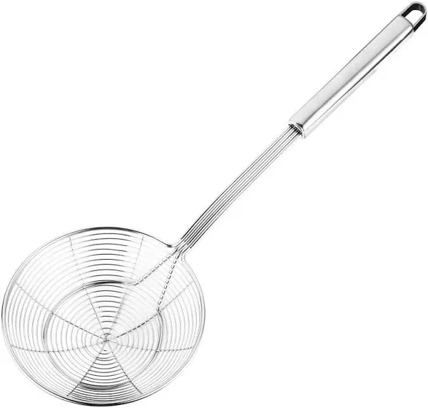 Hiware Solid Stainless Steel Spider Strainer Skimmer Ladle for Cooking and Fryin