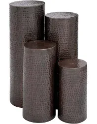 Litton Lane Pedestal Table 36&#034; x 12&#034; Round Hammered Design Brown (Set of 4)