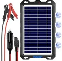 POWOXI Upgraded 7.5W-Solar-Battery-Trickle-Charger-Maintainer-12V Portable Waterproof Solar Panel Trickle Charging Kit for Car