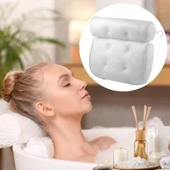 StunningFinds Bathtub Pillow with Drying Hook, Ideal for Soaking and Straight Back Tubs, Machine Washable Design with Six Suction Cups and A Neck and