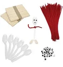 Fork Creativity Set 100 Sets Forky DIY Creative Crafts Pack Plastic Sporks Re...