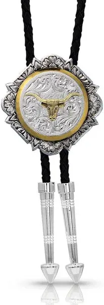 Montana Silversmiths Men's Engraved Button Bolo Tie