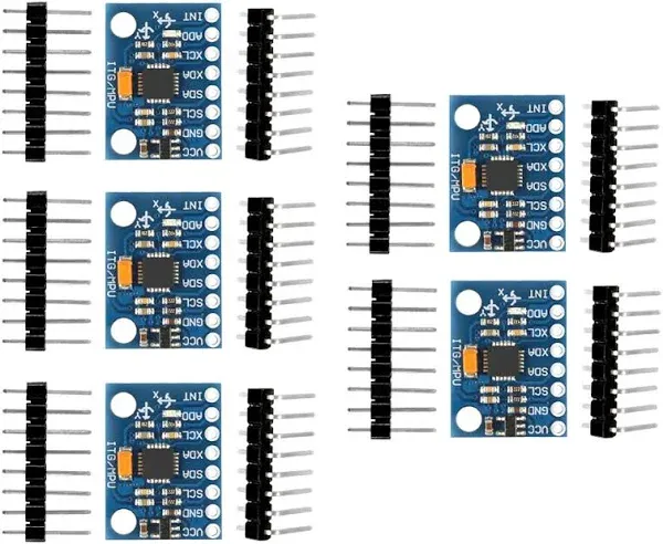 AITRIP 5 Pcs GY-521 MPU-6050 MPU6050 Module,6 DOF MPU-6050 3 Axis Accelerometer Gyroscope Sensor Module 16Bit AD Converter Data Output IIC I2C DIY Kit for Arduino (5PCS)