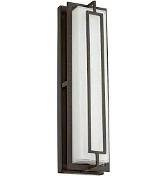 Possini Euro Design Belfonte Modern Outdoor Wall Light Fixture Bronze Dimmable LED 16 1/4" White Glass for Exterior Barn Deck House Porch Yard Patio Outside Garage Front Door Garden Home Roof Lawn