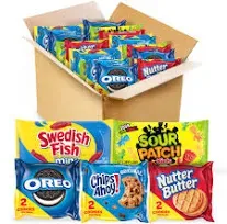 Nabisco Oreo Chips Ahoy! Nutter Butter Sour Patch Kids & Swedish Fish Cookies & Candy Variety Pack