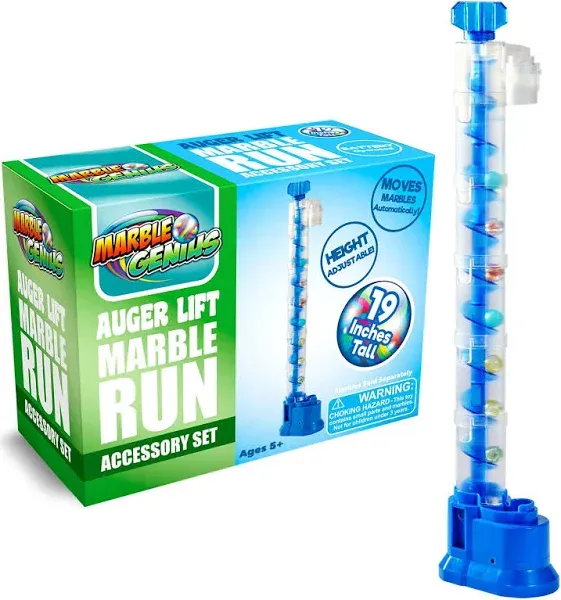 Marble Genius Auger Lift: Expandable Marble Run Accessory Set Automatically Elevates Marbles Up to 19 Inches, for Infinite Loops of Marble Run Fun, Batteries Not Included, Recommended for Ages 5+