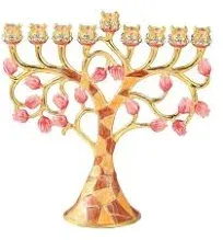 Matashi Hand Painted Enamel Menorah Candelabra