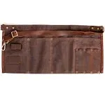 Luchuan Waterproof Waxed Canvas Tool Apron With the Adjustable Genuine Leather Belt (brown)