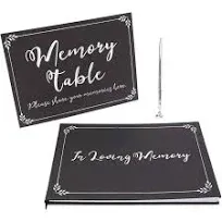 Funeral Guest Book, Pen, and Memorial Table Sign, in Loving Memory (3 Piece S...