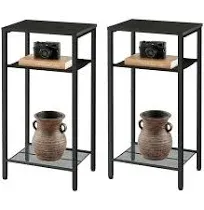 3 Tier End Table Set of 2 Telephone Table Tall Side Table Storage Small Nightstand Small Spaces