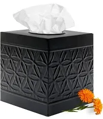 Jamie Line Black Metal Square Tissue Box