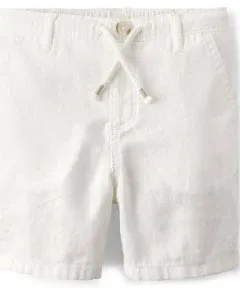 Unisex Kids Linen-Blend Pull On Shorts - White