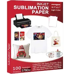 Sublimation Paper 100 Sheets 8.5 x 11 Inches 125gsm, for Any Inkjet Printer w...