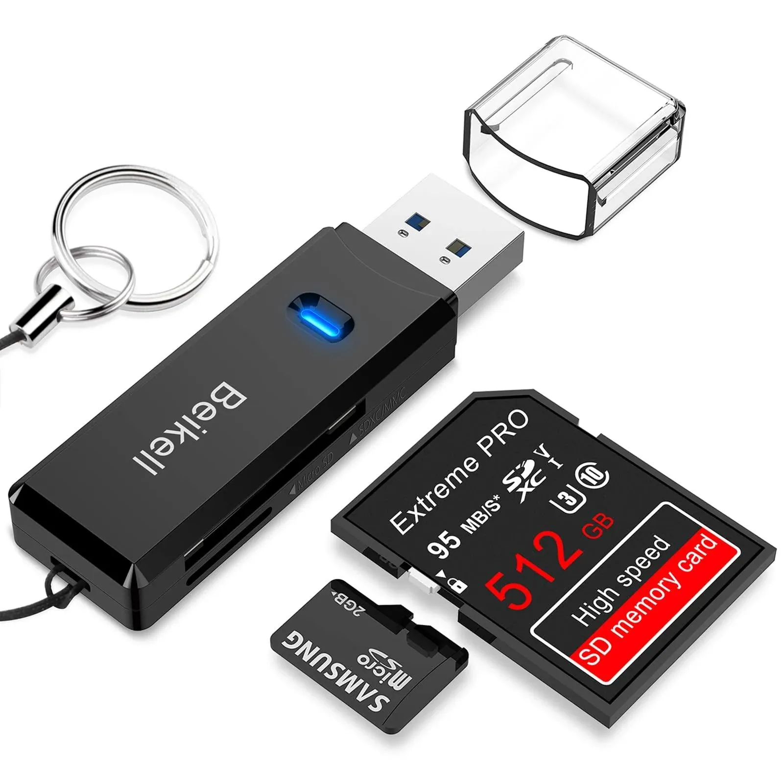 SD Card Reader, High-Speed USB 3.0 SD/Micro SD Card Reader Memory Card Adapte...