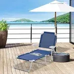 Outsunny Blue Casual Fabric Folding Outdoor Chaise Lounge