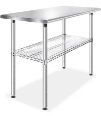 GRIDMANN Stainless Steel Commercial Work Table with Wire Shelf, NSF-Certified, 49 x 24 Inch