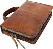 Leather Bible Cover with Handle and Back Pocket