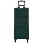 Yaheetech 4 in 1 Professional Makeup Train Case Aluminum Cosmetic Case, Dark Green