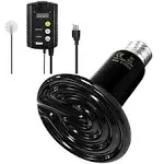 Simple Deluxe 150W Reptile Heat Bulb and 40-108 Degrees Fahrenheit Digital Thermostat Controller Included, for Amphibian Pet & Incubating Chicken, Black