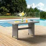 Alaterre Furniture Asti 30" All-Weather Wicker Outdoor Dining Table