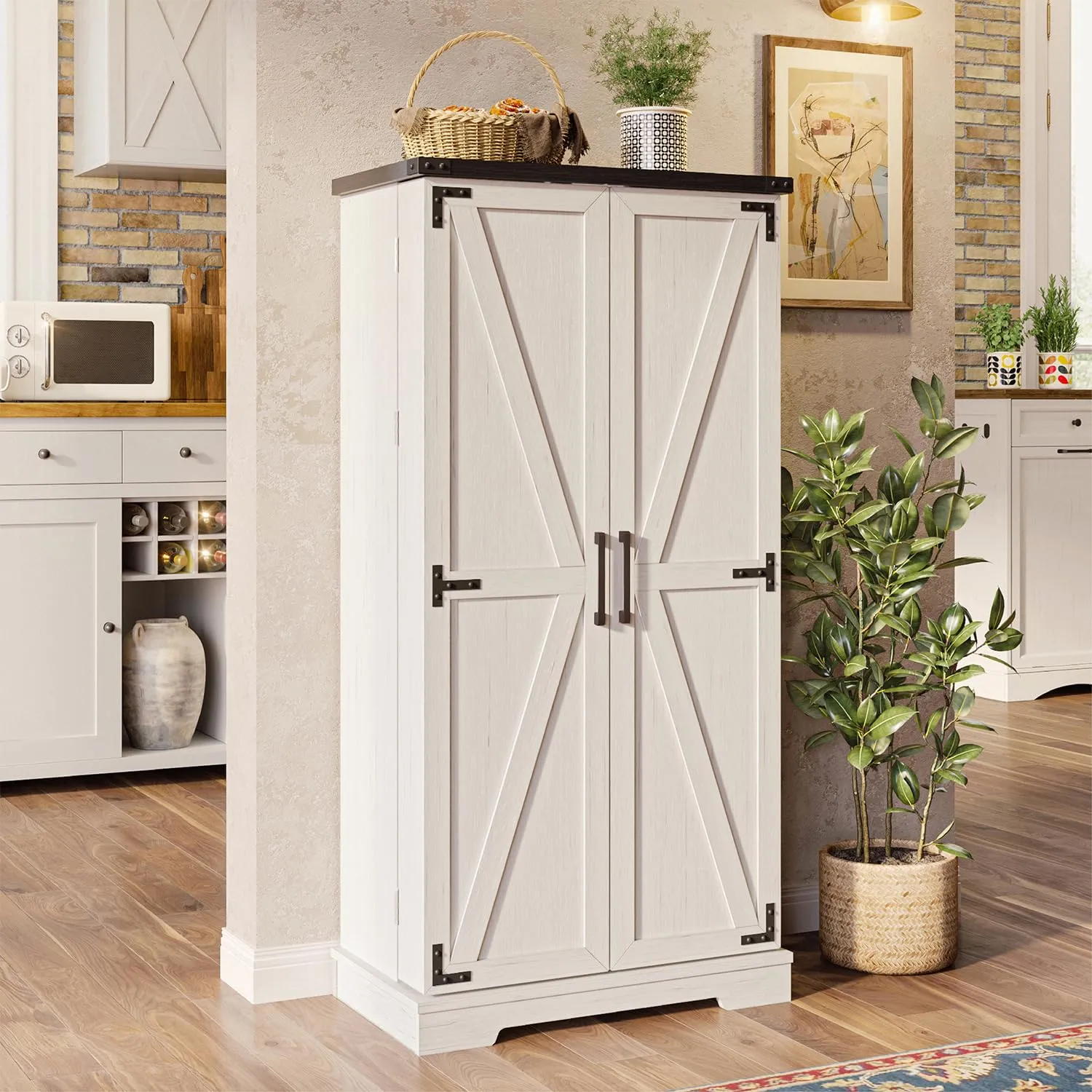 Furnaza 50" Kitchen Pantry Farmhouse Storage Cabinets