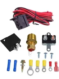 FAERSI 185-200 Degree Electric Cooling Fan Thermostat Kit Temperature Sensor Temperature Switch 50 60 Amp Relay Kit