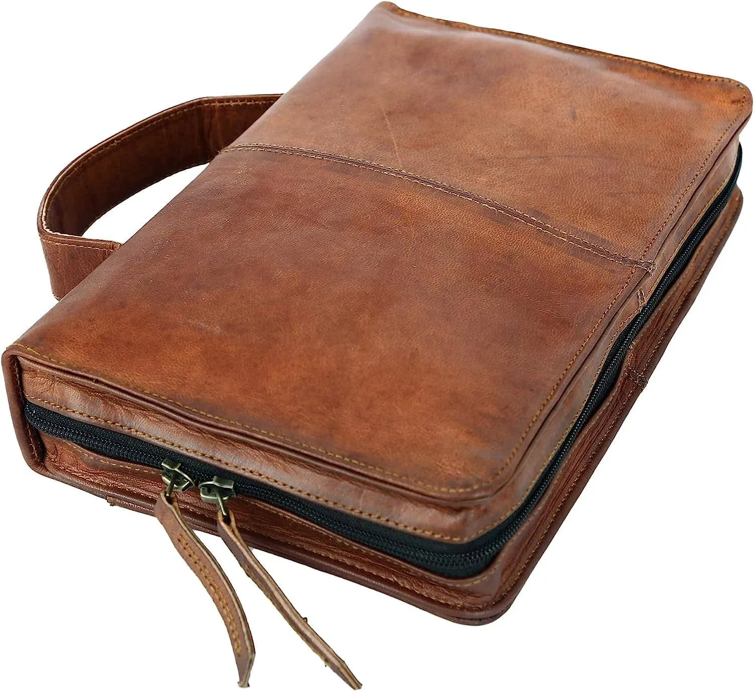 Leather Bible Cover Book Cover Planner Cover with Handle and Back Pocket Large