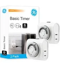 GE Indoor Plug-In 24-Hour Mechanical Timer 2 Pack White