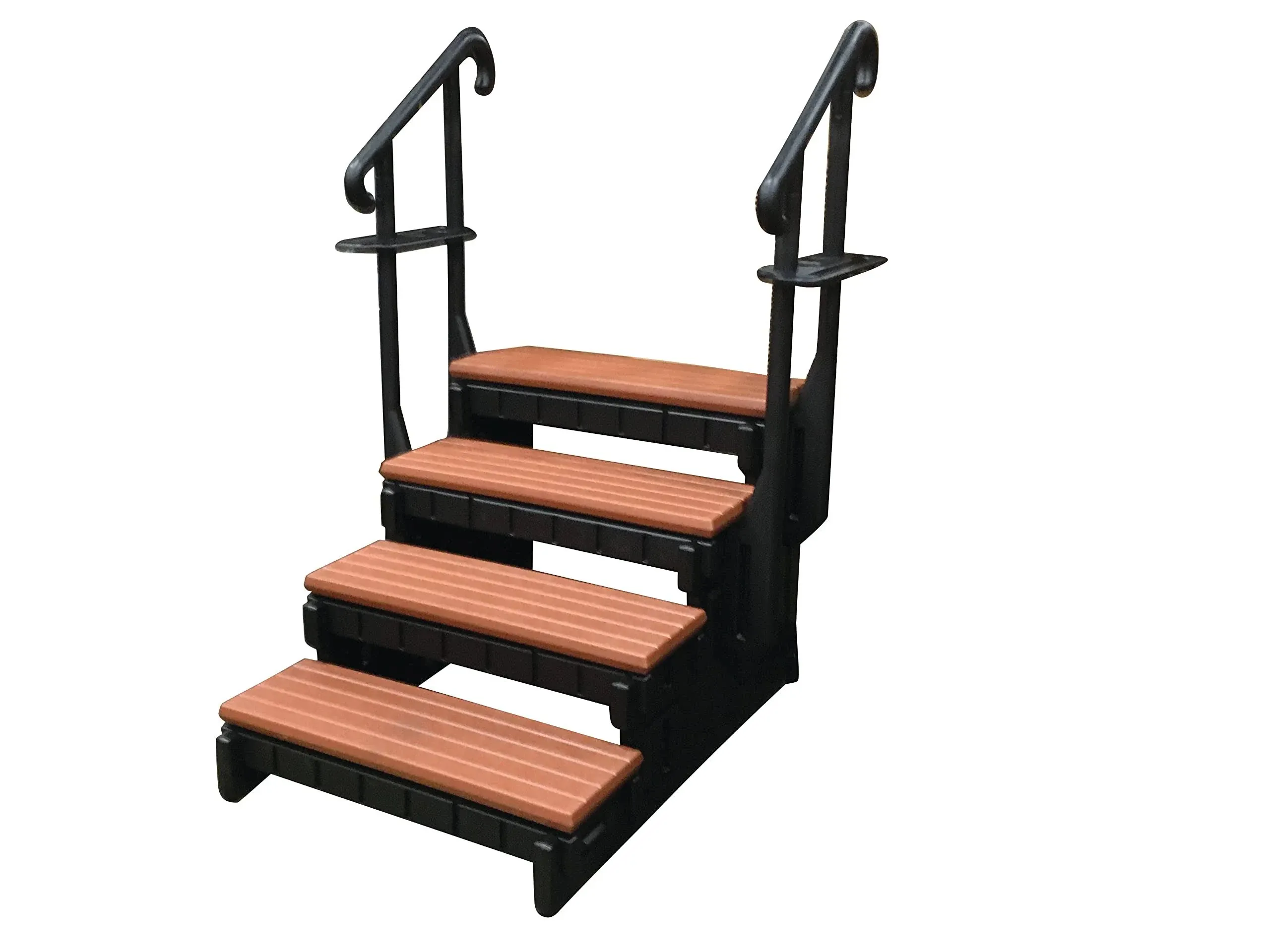 Confer Plastics 36" Redwood 4-tread Spa Step W/ Blk Frame SSS36-4-R-B