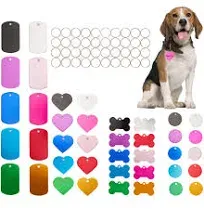 40 Pcs Round Bone Rectangle Heart Shape Blank Discs Aluminum Tag Multicolor