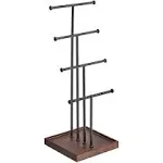 Amazon Basics Four-Tier Jewelry Tree Stand - Walnut/Black