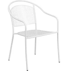 Flash Furniture Oia Commercial Grade 5 Pack Light Gray Indoor-Outdoor Steel Patio Arm Chair with Round Back