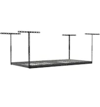 SafeRacks 3' x 6' Gray Overhead Storage Rack with Adjustable 12" - 21" Drop - 400 lb. Capacity