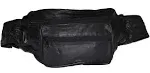 Leatherboss JUMBO FANNY PACK TRAVEL ORGANIZER WAIST WALLET NEW BLACk