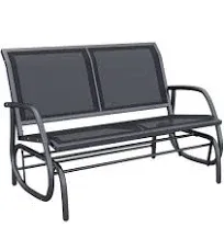 * 2-Person Outdoor Glider Bench, Patio Double Swing Rocking Chair Loveseat w/ Powder Coated Steel Frame for Backyard Garden Porch, Black