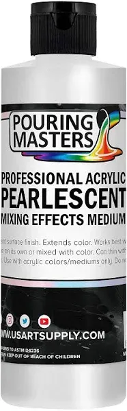 Professional Acrylic Pearlescent Mixing Effects Medium, 8 oz. Bottle - Create Pearl Iridescent Metallic Effects, Improve Flow Consistency, Artist Techniques, Mix with Art Acrylic Paint