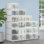 TAUS 18PCS Shoe Storage Box Stackable Plastic Shoe Storage Organizers for Home