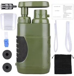 WATER FILTER Hand Pump Portable Gear for Camping Hiking LACUCINO