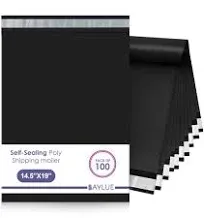 Black Poly Mailers 14.5X19 Inch #7 | 100 Pcs Bulk | Shipping Envelopes, Self-Sea