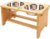 HTB Elevated Dog Bowls , Raised Stand with 2 Stainless Steel Bowls