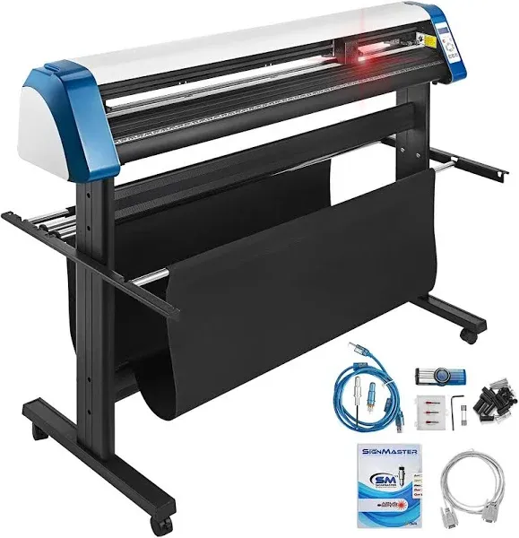 VEVOR Vinyl Cutter Machine, 53in / 1350mm, LED Plotter Printer, Precise Manual Positioning, Softwares Support MAC and Windows Systems, Adjustable Force and Speed, Floor Stand for Making Sign Label